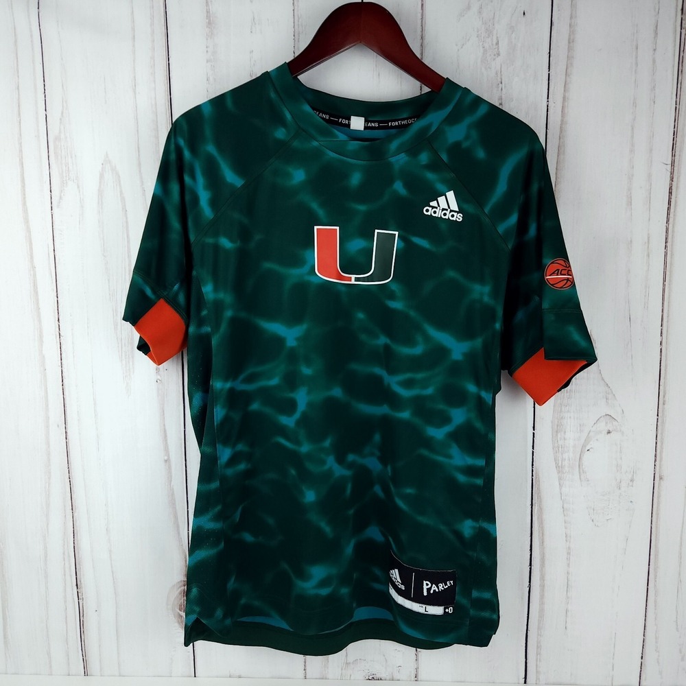 Adidas Miami Hurricanes Parley For The Ocean ACC Jersey Mens Large Green
